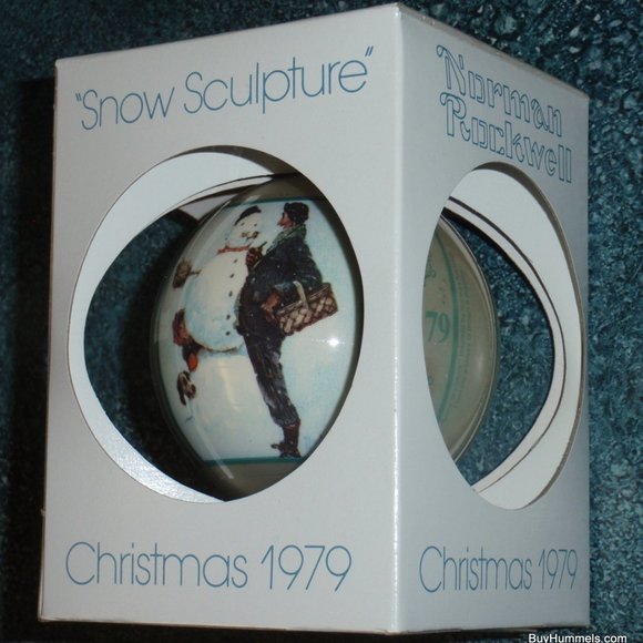 1979 Christmas Ornament Norman Rockwell Snow Sculpture Schmid With Box - GIFT! - Picture 2 of 4